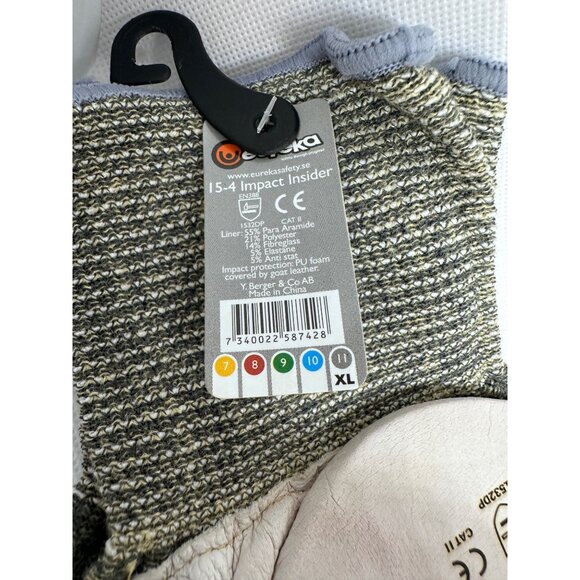 Eureka Safety 15-4 Impact Insider XL Work Gloves Leather Aramid Blend CE Certi - Picture 4 of 6